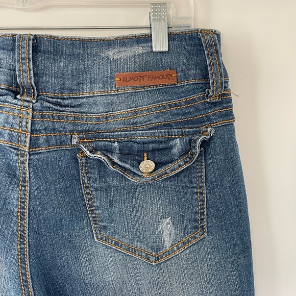 Y2K Blue distressed boot cut jeans with a medium wash and mid rise - Picture 6 of 7
